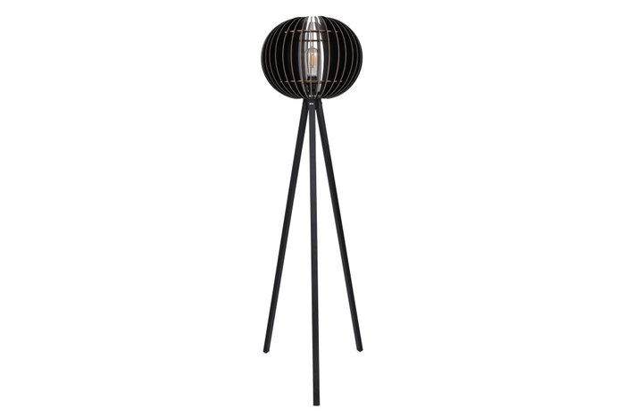 Opviq 192 Lámpara de Pie, Diseño Industrial y Escandinavo, Cuerpo de MDF Negro, Altura 145 cm, E27
